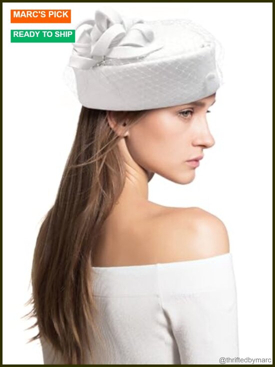 100% Wool Felt Cloche Bucket Bowler Hat Winter Vintage Bow Fedora Fascinator main image 4